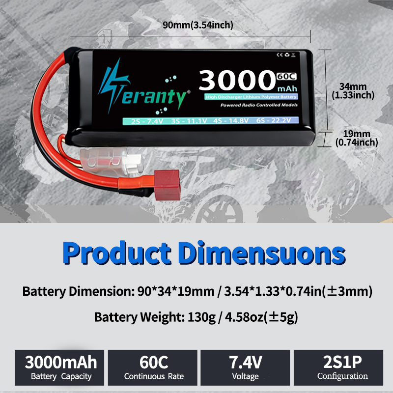 테란티 2S 3000mAh 리포 배터리 7.4V 60C - Rc Hobby Vehicles 리뷰 및 가격
